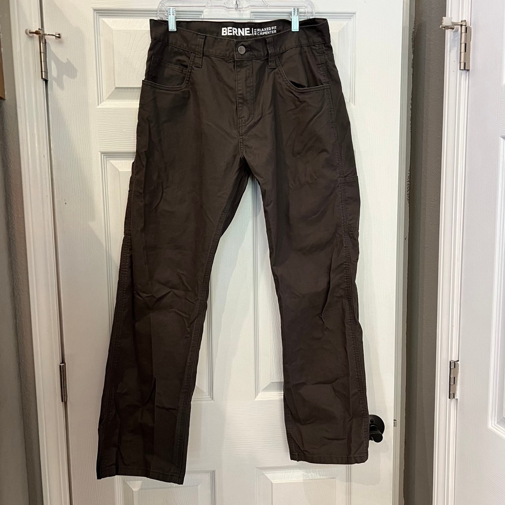 Berne Carpenter Pants Cotton Canvas Brown Relaxed Fit 34x30 Workwear Gorpcore